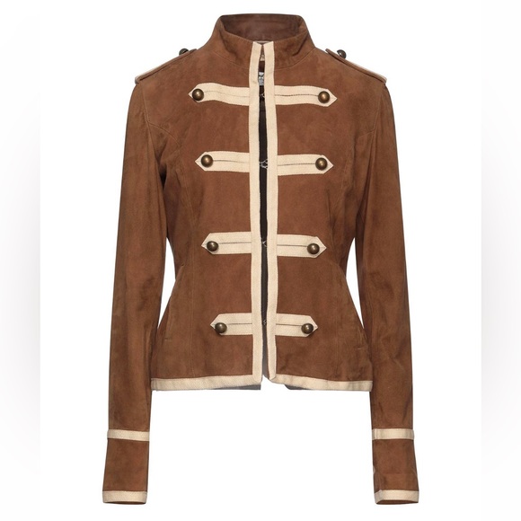 $200 MARCO LARI Military style jacket in suede leather SZ6 - Picture 1 of 4